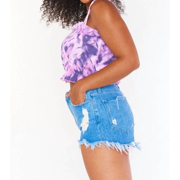 NEW SHOW ME YOUR MUMU keen crop top in purple tie dye - Picture 2 of 3